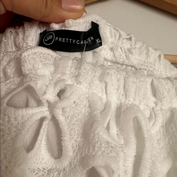 PrettyGarden White on White Short Sleeve Dress / NWT - Picture 3 of 4